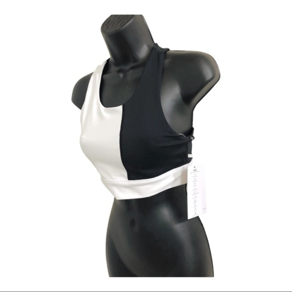 Allfenix black‎ white Zoe color block racerback sports bra size small new